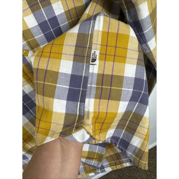 The North Face Men's L Arroyo LS Flannel Button Shirt Organic Gold Plaid NWT - Picture 3 of 15